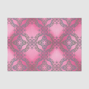 Elegant glittery Damask-patroon op roze metalen Tissuepapier