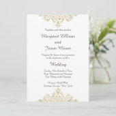 Elegant, Glittery Golden Wedding Invitation Kaart (Staand voorkant)