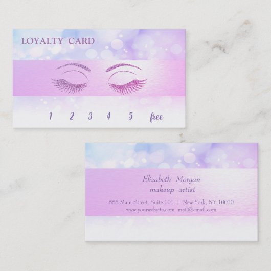 Elegant Glittery Lashes, Striped Bokeh Loyalty Kaa (Voorkant / Achterkant)