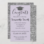 Elegant Glittery Lavender Afstuderen Uitnodiging (Voorkant / Achterkant)