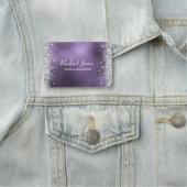 Elegant Glittery Paarse Folie Naam Tag (In situ)