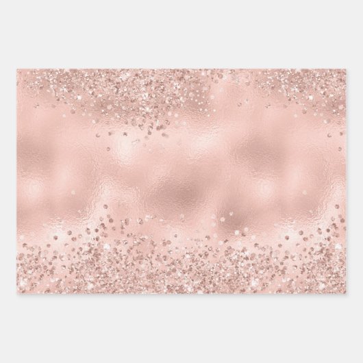 Elegant Glitzy Girly Blush Pink and Silver Inpakpapier Vel (Voorkant 2)
