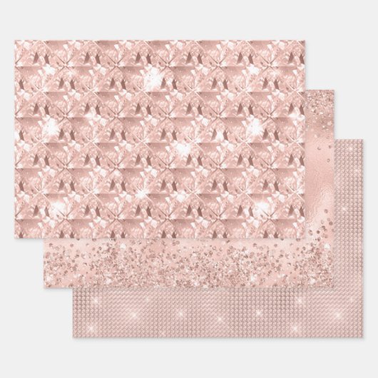 Elegant Glitzy Girly Blush Pink and Silver Inpakpapier Vel (Set)