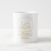 Élégant Globe de neige dorée Mug de Noël (Devant)