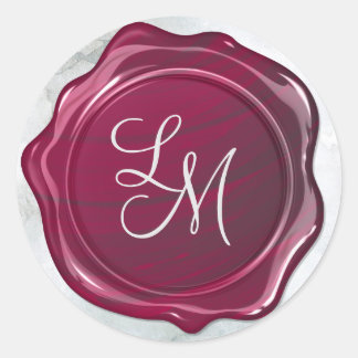 Elegant Glossy Scarlet Wine Wax Seal Monogram Ronde Sticker
