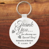 Elegant goedkope zilveren bruiloft Dank je wel Sleutelhanger (Voorkant)