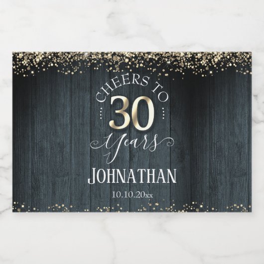 Elegant Gold 30th Birthday Scriptt Likeurfles Etiket (Enkel label)