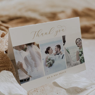 Elegant Gold 3 Fototemplate ingevuld Hartelijk dan Bedankkaart