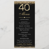 Elegant Gold 40th Birthday Dinner Flat Menu (Devant)