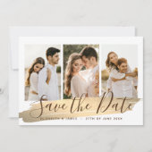 Elegant Gold 4 Foto bewaart de datum van huwelijk Save The Date (Voorkant)
