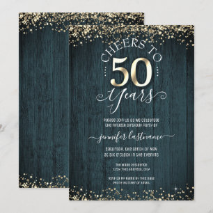 Elegant Gold 50e verjaardag Officiële uitnodiging