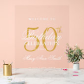 Elégant Gold 50th Birthday Party Welcome (Mariage)