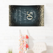 Elegant Gold 50th Birthday Script Spandoek (Insitu)