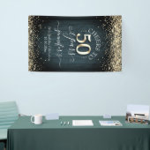 Elegant Gold 50th Birthday Script Spandoek (Beurs)