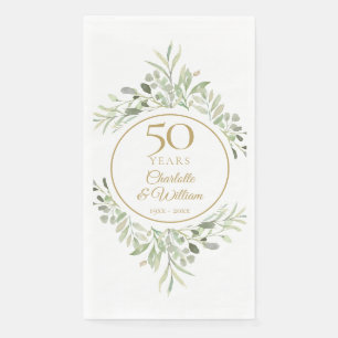 Elegant Gold 50th Wedding Jubileum Greenery Servet