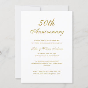 Elegant Gold 50th Wedding Jubileum Kaart