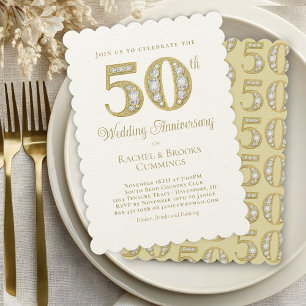 Elegant Gold 50th Wedding Jubileum Kaart