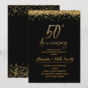 Elegant Gold 50th Wedding Jubileum Party Invite Kaart