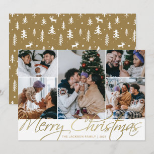 Elegant Gold 5 Photo Merry Kerstfeestay Card Kaart