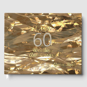 Elégant Gold 60e Anniversaire Mariage livre d'hôte
