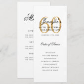 Elegant Gold 60th Birthday Party Programma Menu (Voorkant / Achterkant)