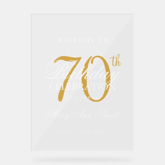 Elégant Gold 70th Birthday Party Welcome (Recto)