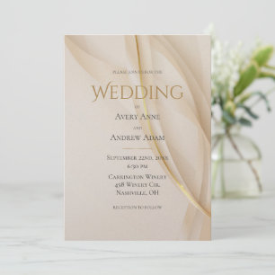 Elegant Gold Abstract Modern Wedding Uitnodiging