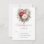 Elegant Gold Accent Wedding RSVP Red Blush (Devant)