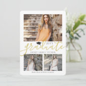 Elegant Gold Afstudeerder Collage Afstuderen Invit Aankondiging (Staand voorkant)