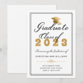 Elegant Gold Afstudeerder Pet White Afstuderen Kla Aankondiging (Voorkant / Achterkant)