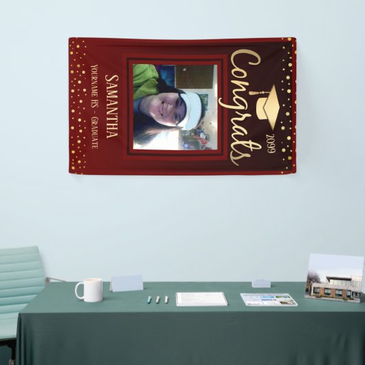 Elegant Gold Afstuderen Class of 2022 Photo Spandoek (Beurs)
