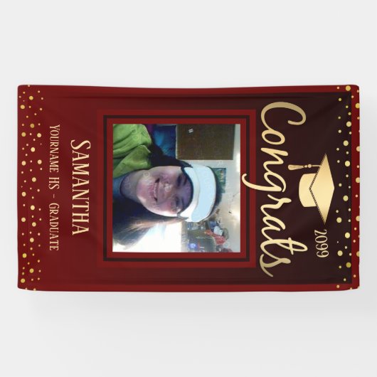 Elegant Gold Afstuderen Class of 2022 Photo Spandoek (Horizontaal)