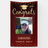 Elegant Gold Afstuderen Class of 2022 Photo Spandoek (Verticaal)