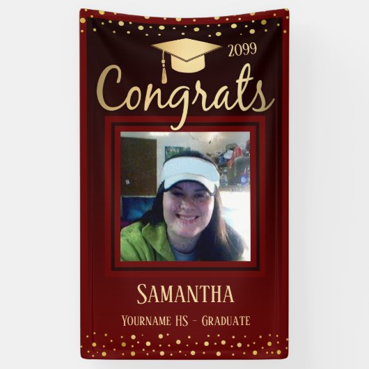 Elegant Gold Afstuderen Class of 2022 Photo Spandoek (Verticaal)