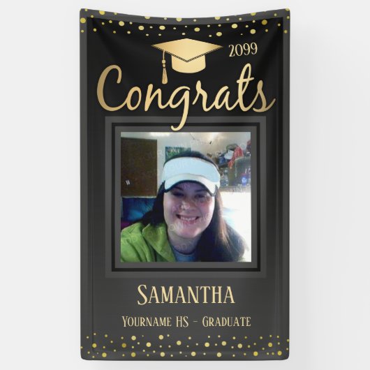Elegant Gold Afstuderen Class of 2022 Photo Spandoek (Verticaal)