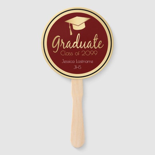 Elegant Gold Afstuderen Foto Handwaaier (Voorkant)