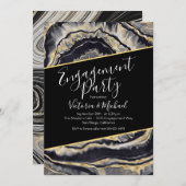 Elégant Gold Agate Engagement Parties Invitations (Devant / Derrière)