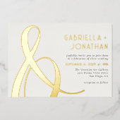 Elegant Gold Ampersand Emerald Green Cream Wedding Folie Uitnodiging (Voorkant)