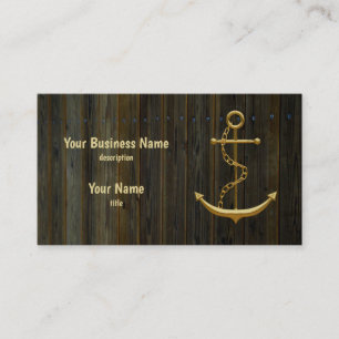 Elegant Gold Anchor Rustic Dock Wood Modern Visitekaartje