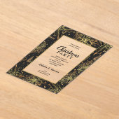 Elegant Gold and Black Floral Christmas Party Acryl Uitnodigingen (Laagn)