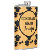 Elegant Gold and Black Graduation Cap Pattern Heupfles (Rechts)