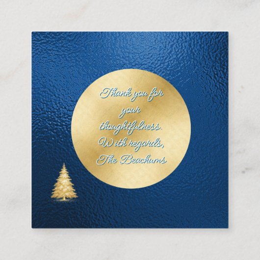 Elegant Gold and Blue Christmas Enclosure Note Informatiekaartje (Achterkant)