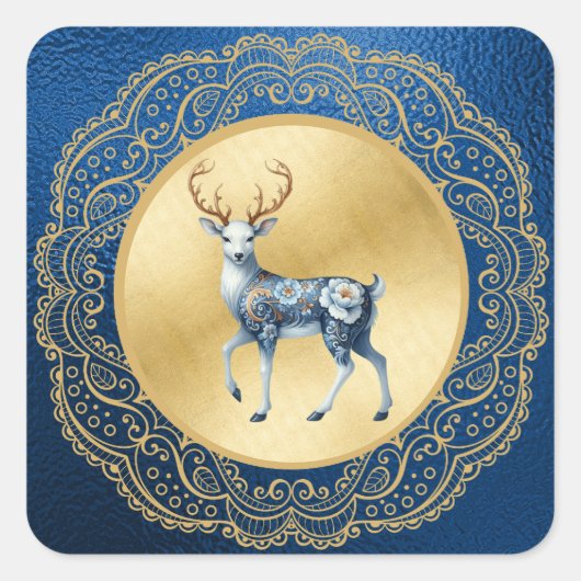 Elegant Gold and Blue Stickers Christmas  (Devant)