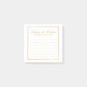 Elegant Gold and White Wedding Advice and Wishes Post-it® Notes