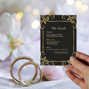 Elegant Gold Art Deco Carte Vintage Détails