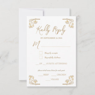 Elegant gold Art Deco menu keuze RSVP-kaart