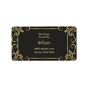 Elegant Gold Art Deco Retour Adres Label