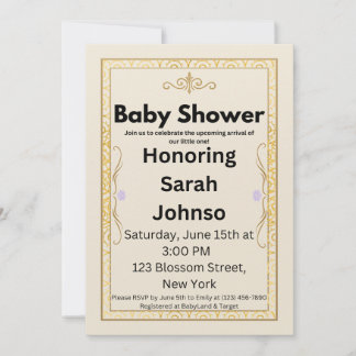 Elegant Gold Baby Shower Invitation Template Save The Date