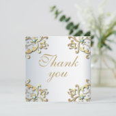 Elegant Gold Baroque Border on Silver Wedding (Staand voorkant)