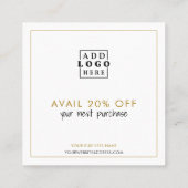 Elegant Gold Bedankt Logo Promotiecode Kortingskaartje (Achterkant)